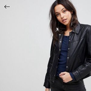 goosecraft collarless leather jacket